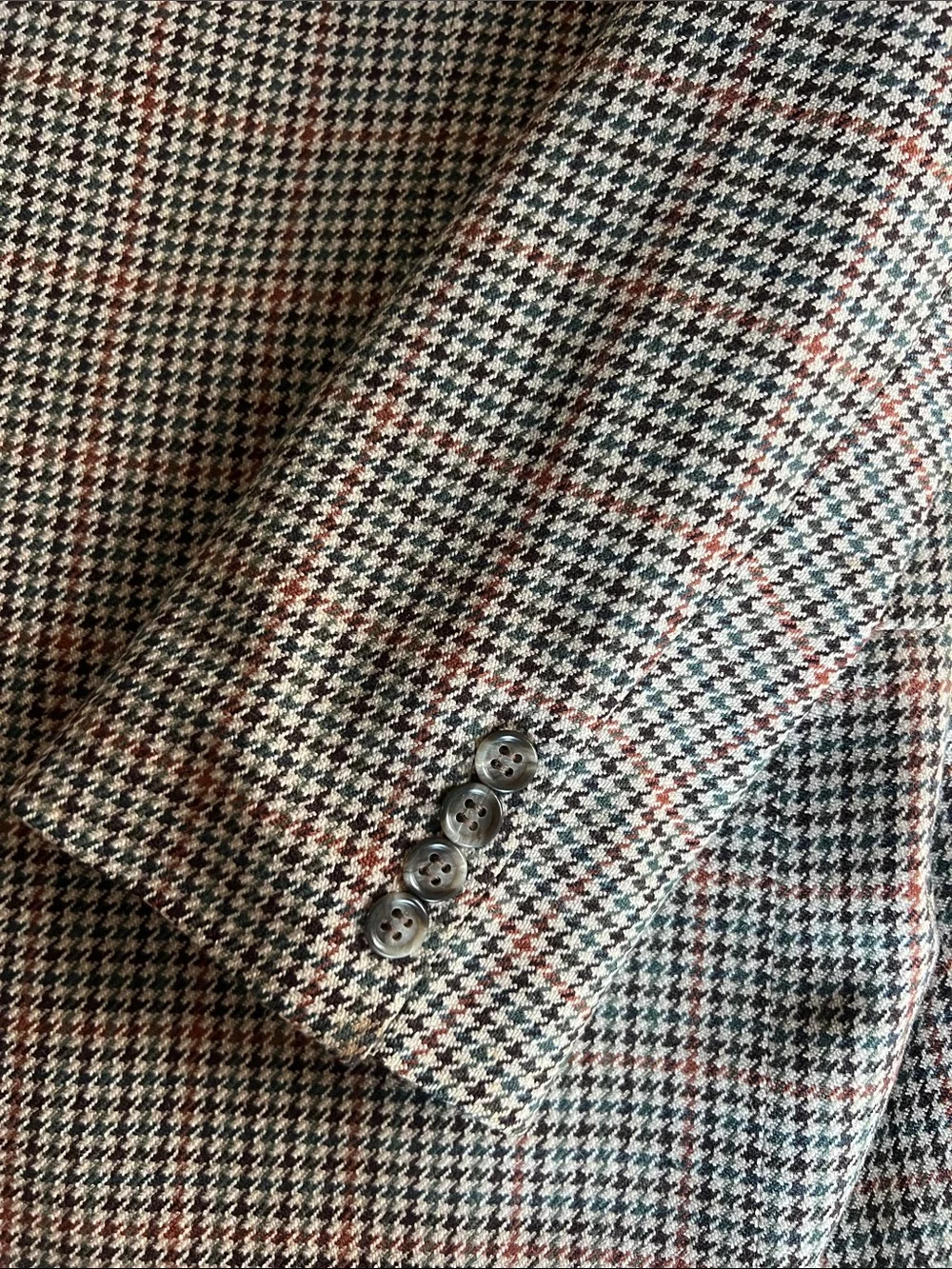 Vintage Made in UK Houndstooth Tweed Sport Coat Blazer Brown Tan Check